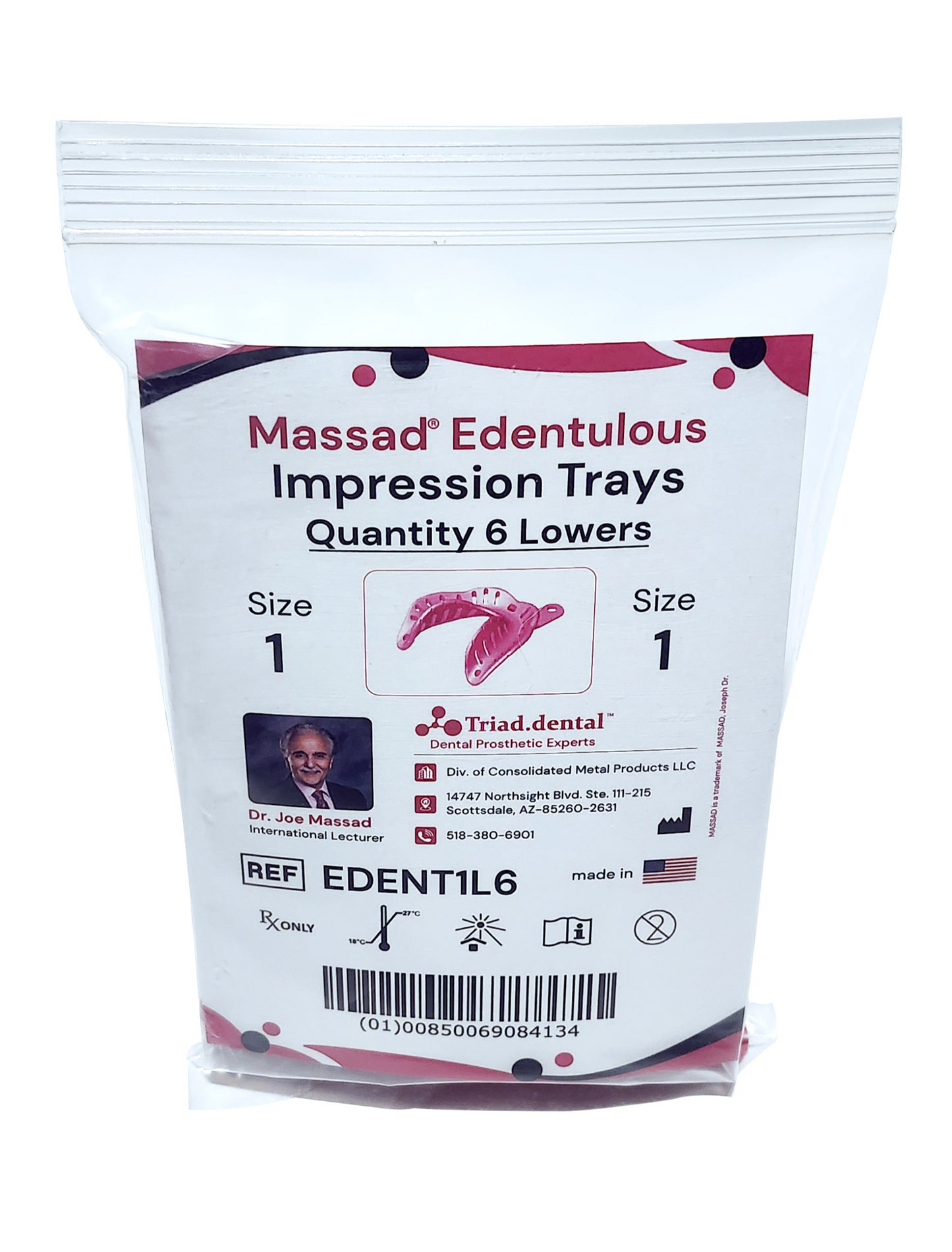 Massad Edentulous Impression Trays - 1 Lower (EDENT1L6)
